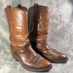 Red Wing Western Cowboy‎ Boots Men's 8.5B USA Made Leather Brown Goodyear Sole